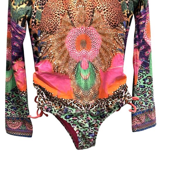 $129 Milla by Camilla Girl's Leopard Peacock One Piece Bodysuit Rhinestone Sz 8 - Picture 2 of 8